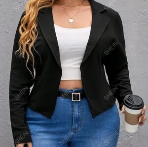Never Used Brand New. SHEIN Clasi Black X3 Size Lapel Neck Open Front Blazer